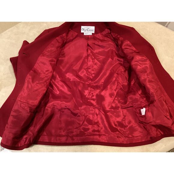 Red 100% Wool Oleg Cassini Vintage blazer, size 12 Petite - Picture 9 of 10